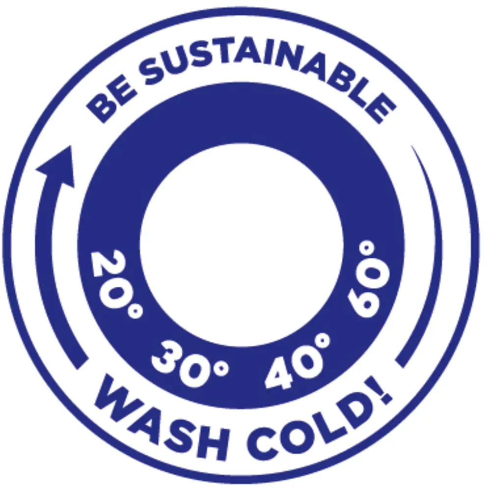 
To motivate consumers to do their laundry in an environmentally compatible way, Consumer Brands developed a special logo with the slogan “be sustainable – wash cold.” It is placed on our laundry detergent packaging and aims to encourage consumers to save energy when doing their laundry.