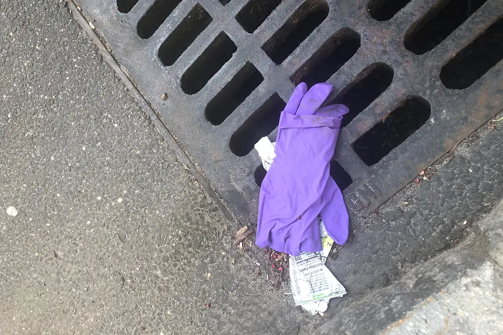 discarded latex gloves