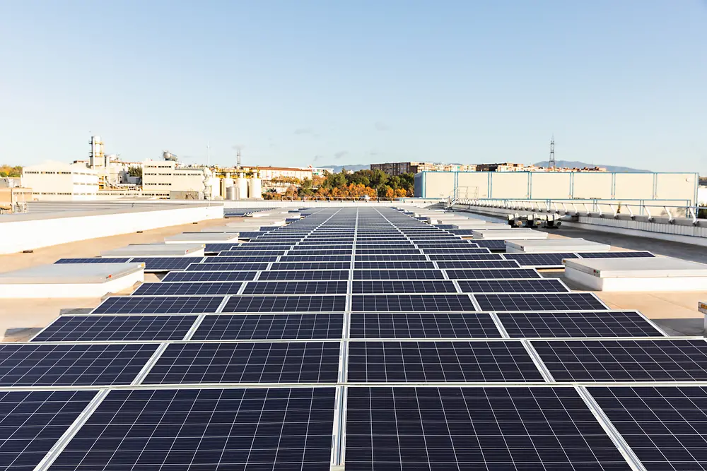 Solar panels on Adhesives plant in Montornes, Spain