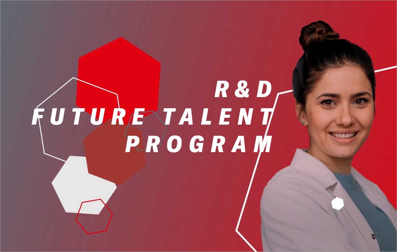 A participant in the R&D Future Talent program smiles confidently at the camera.