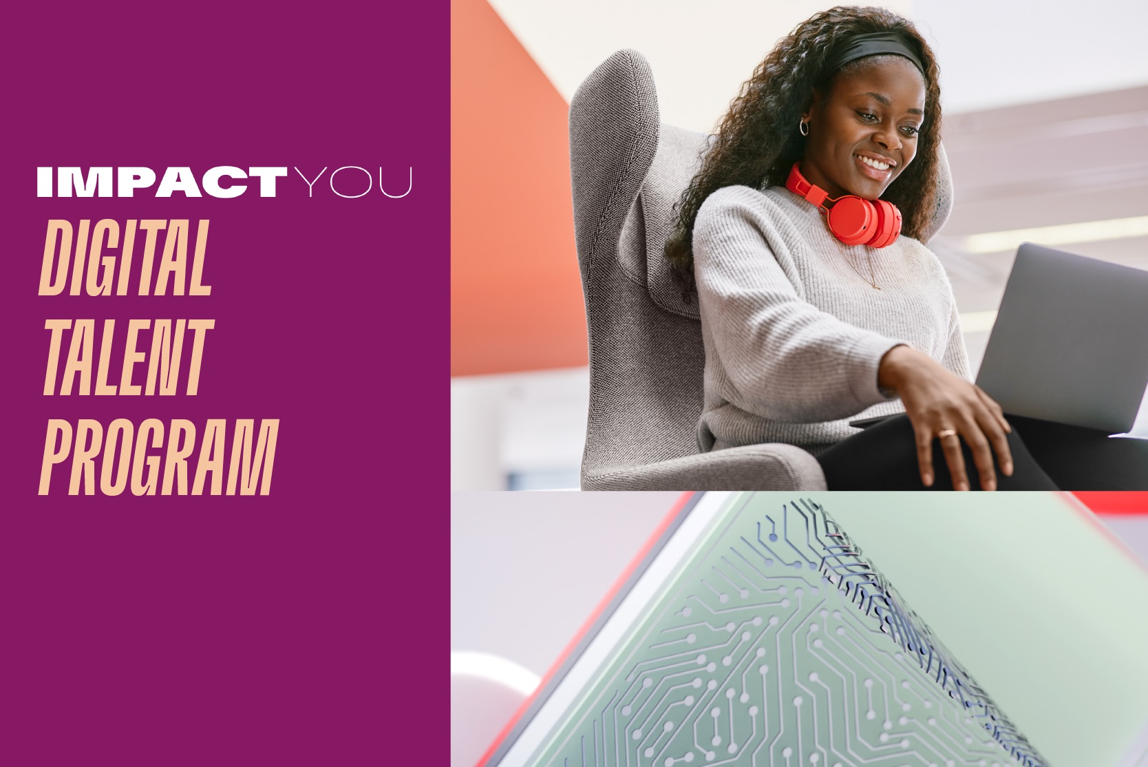 A participant in the digital talent program smiles confidently at the camera.