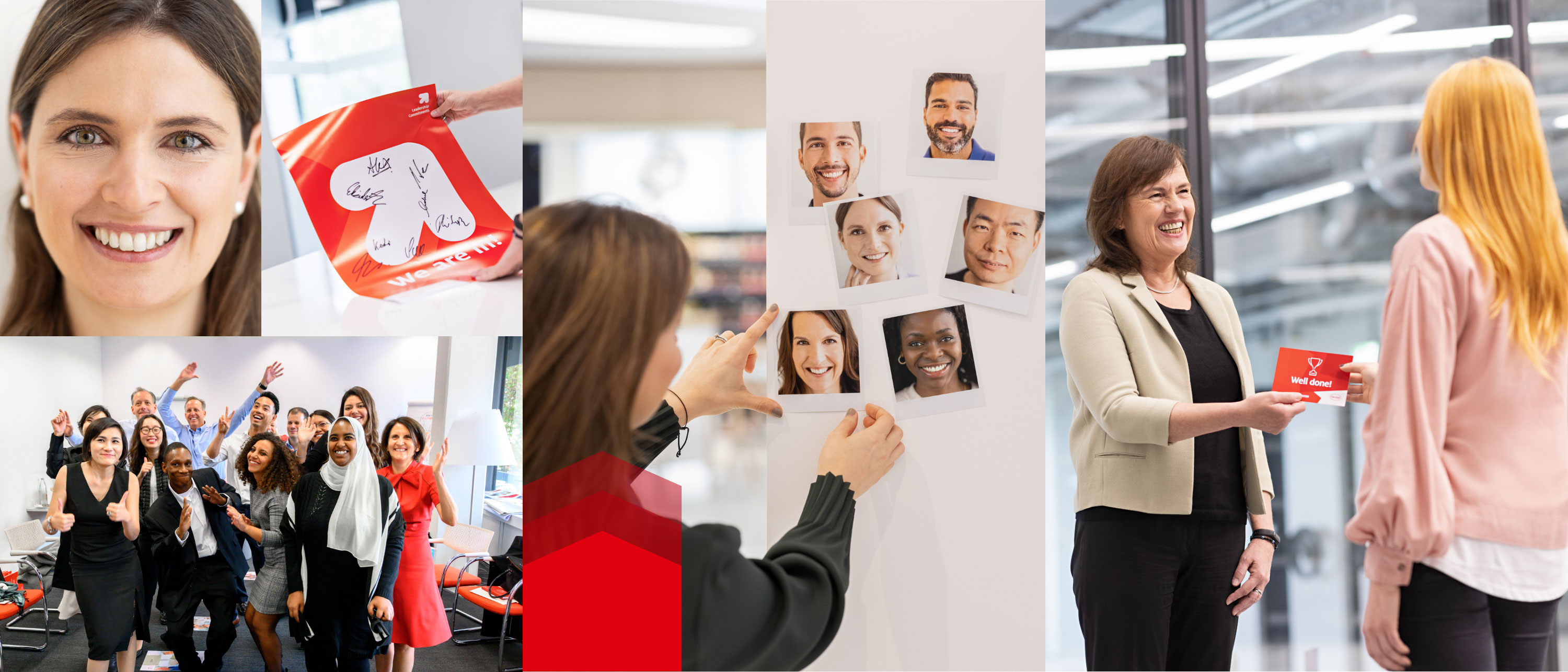 A collage of the Henkel work environment. Our Henkel employees always play in a team.