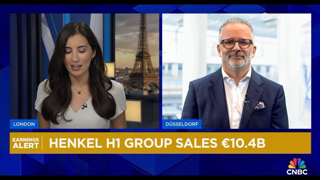YouTube Thumbnail Carsten Knobel discusses the H1 2025 financial report in a CNBC interview. (Thumbnail)