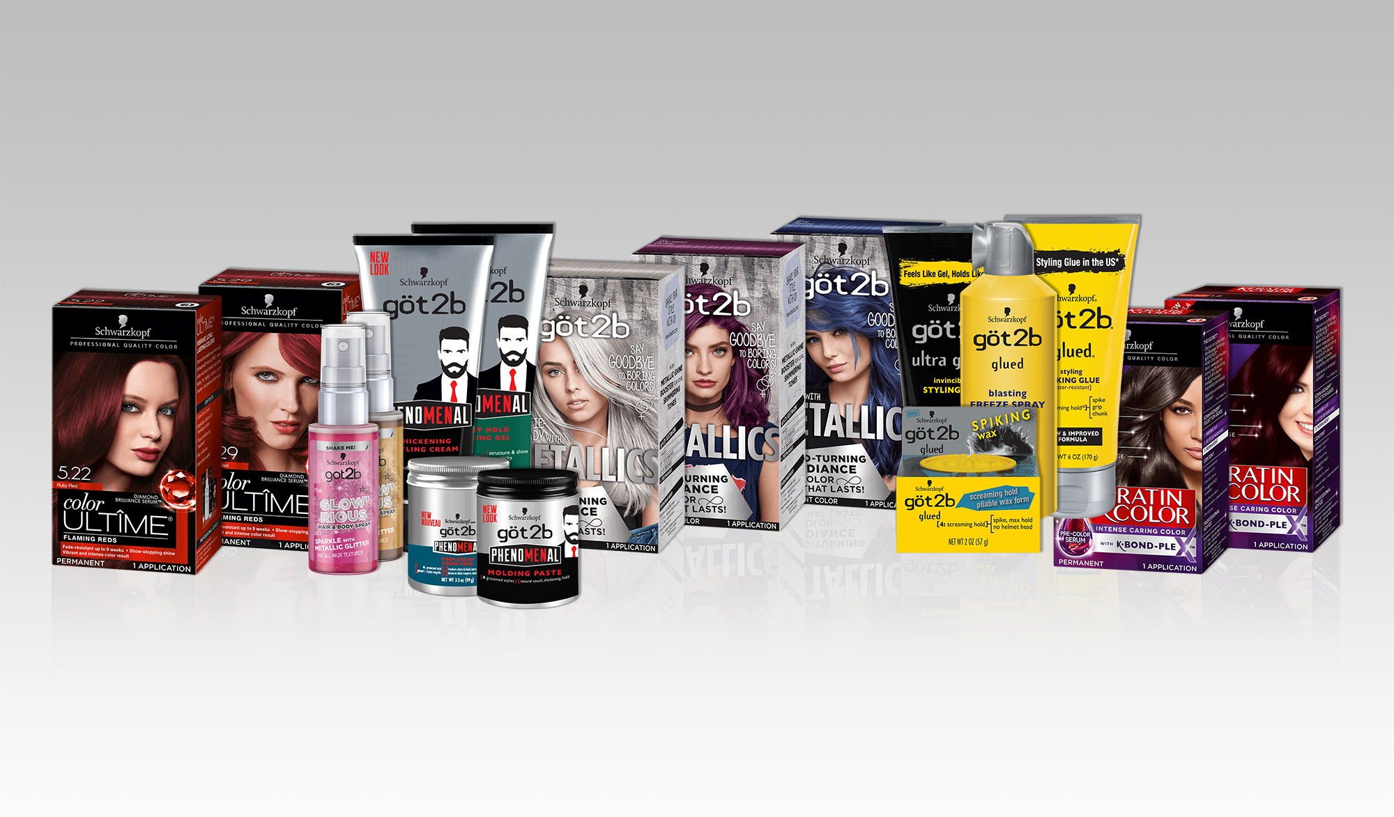 Schwarzkopf® retail hair care products Color Ultîme, göt2b and Keratin Color