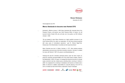 Marco Swoboda to become new Henkel CFO