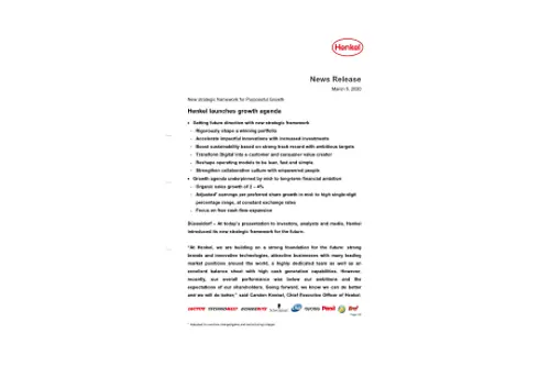  New strategic framework for Purposeful Growth - Henkel launches growth agenda 