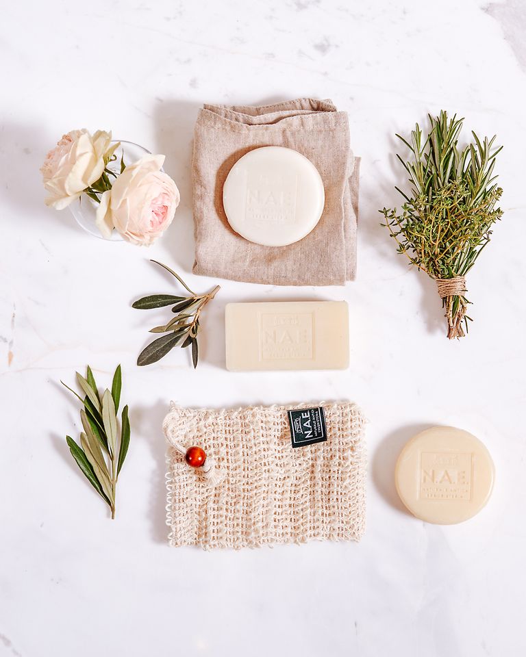 The Solids Box contains a solid face, body and shampoo bar as well as a reusable soap pouch.