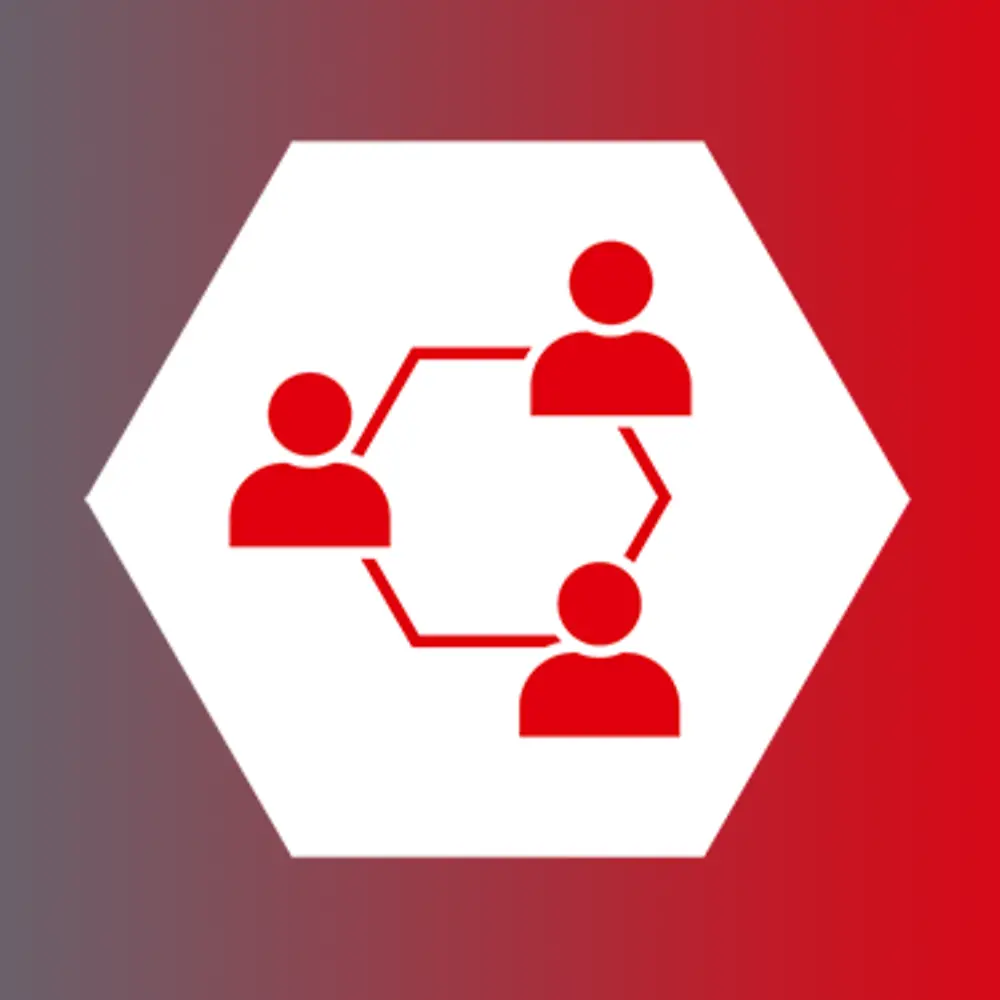 Icon showing people around an hexagon