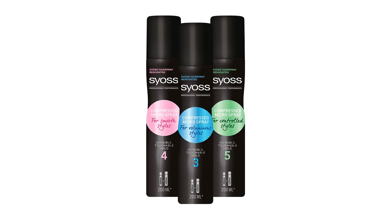 Syoss Compressed Micro Sprays Microfine spray. Naturallooking hold.