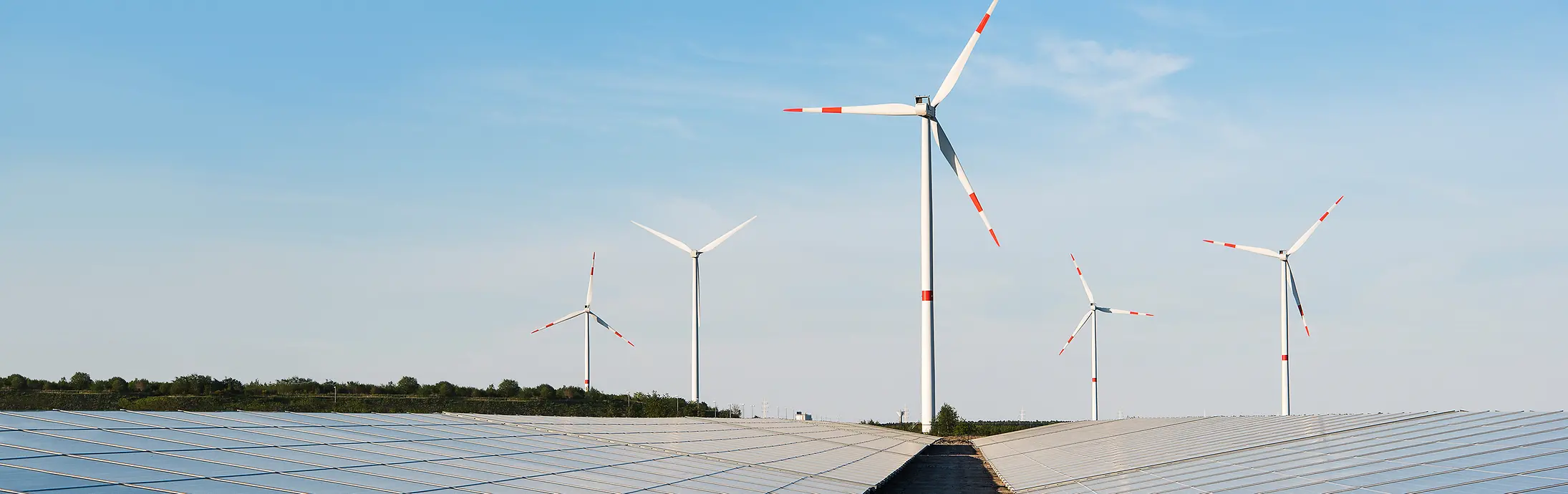 Wind turbines and solar panels