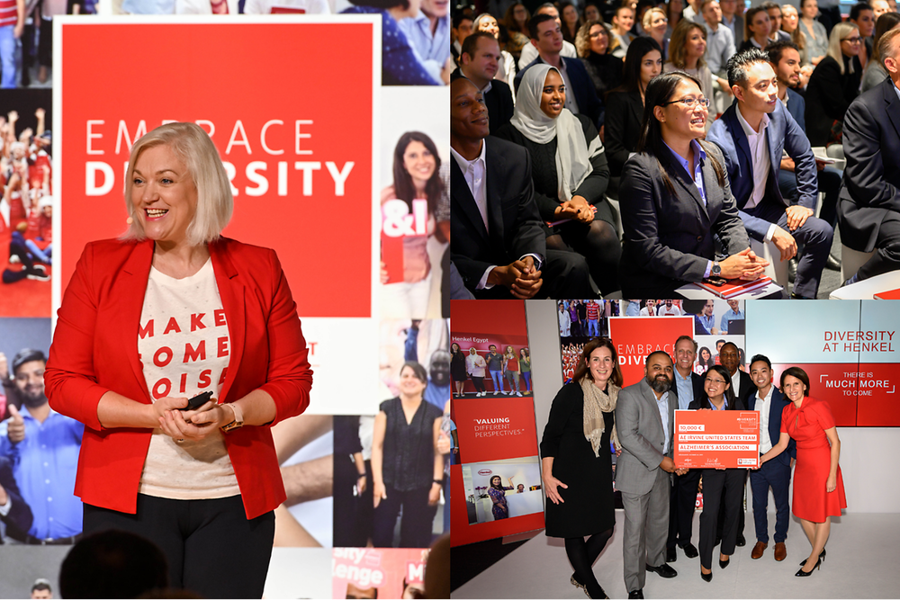 Collage of Henkel employees of different nations at a diversity event