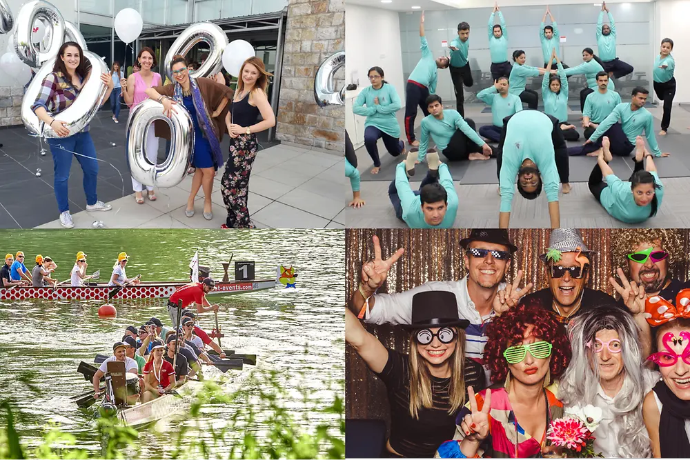 Collage of Henkel employees having fun at leisure events