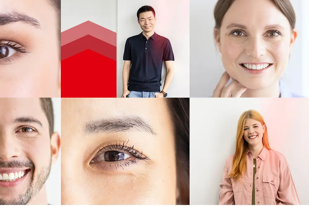 Various Henkel employees portrayed smiling confidently