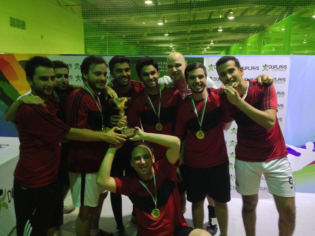 The winning Henkel team at the DUPLAYS Ramadan Football Cup 2014 Dubai