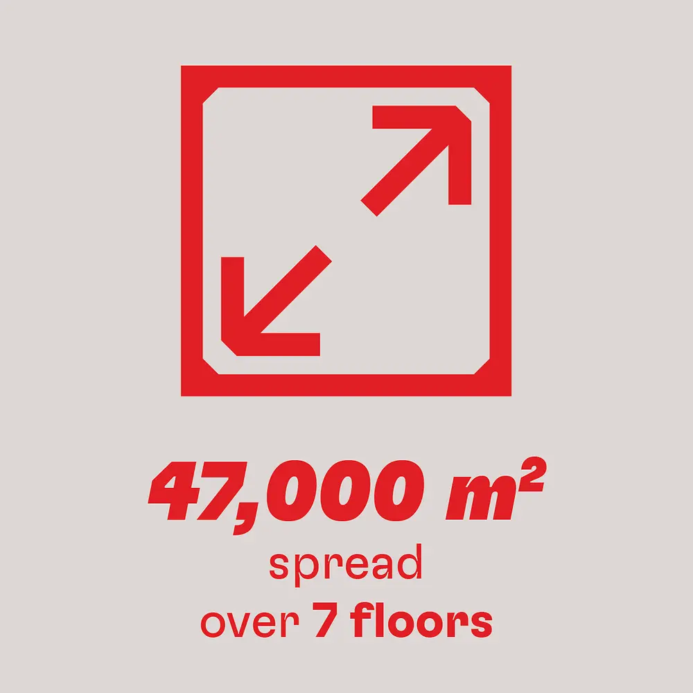 47,000 m2 spread over 7 floors