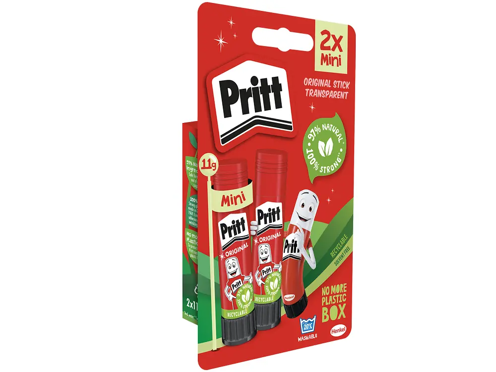Red cardboards packaging of the Pritt gluestick