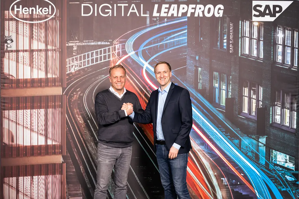 
Henkel and SAP have teamed up to drive digital co-innovation by leveraging a unique combination of future-ready software, technology, and ecosystem. From left: Michael Nilles (Chief Digital and Information Officer Henkel) and Jürgen Müller (Chief Technology Officer SAP SE).