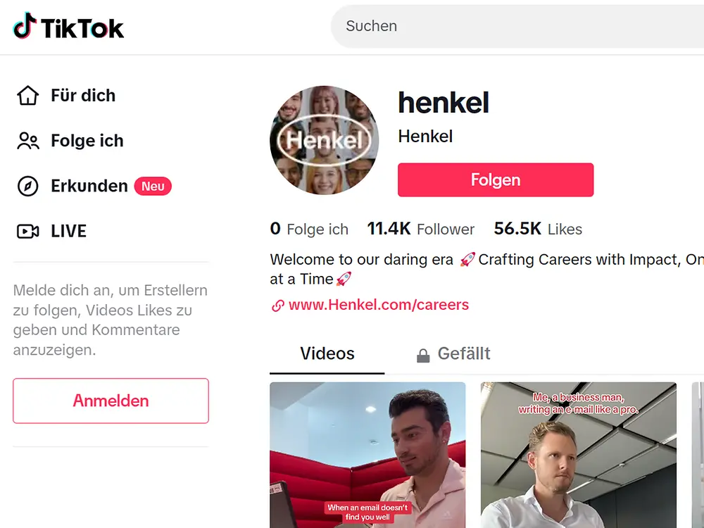 Screenshot TikTok Channel Henkel