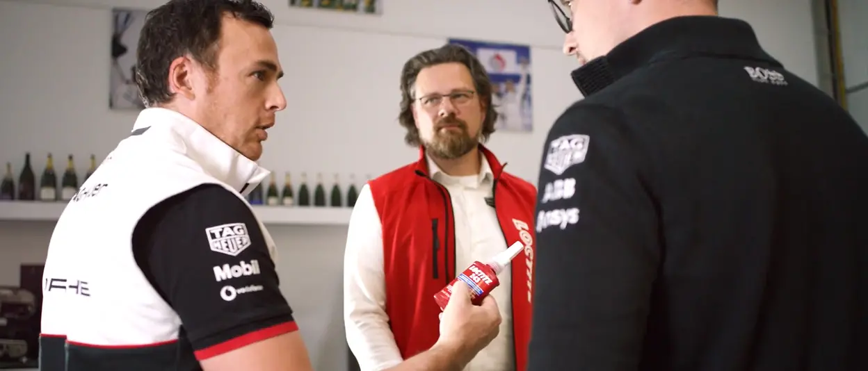Martin Christall, Application Engineer at Henkel Adhesive Technologies, working with the TAG Heuer Porsche Formula E team. They use an adhesive from Loctite.