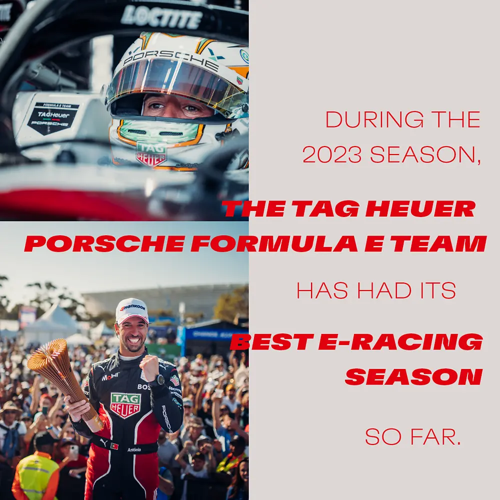 TAG Heuer Porsche Formula E Team drivers in the 2023 E-racing season.
