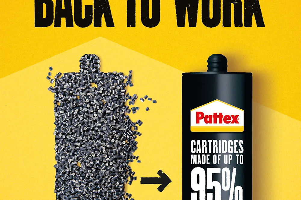 
Henkel relaunches its bonding and sealing portfolio which are marketed under well-known brands such as Pattex (picture), Rubson, Sista, Ceresit and Unibond with recycled cartridges across Europe.