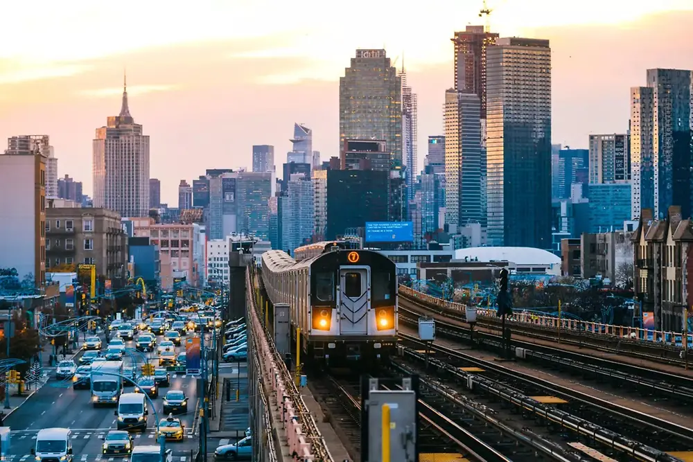 overground train in big city
