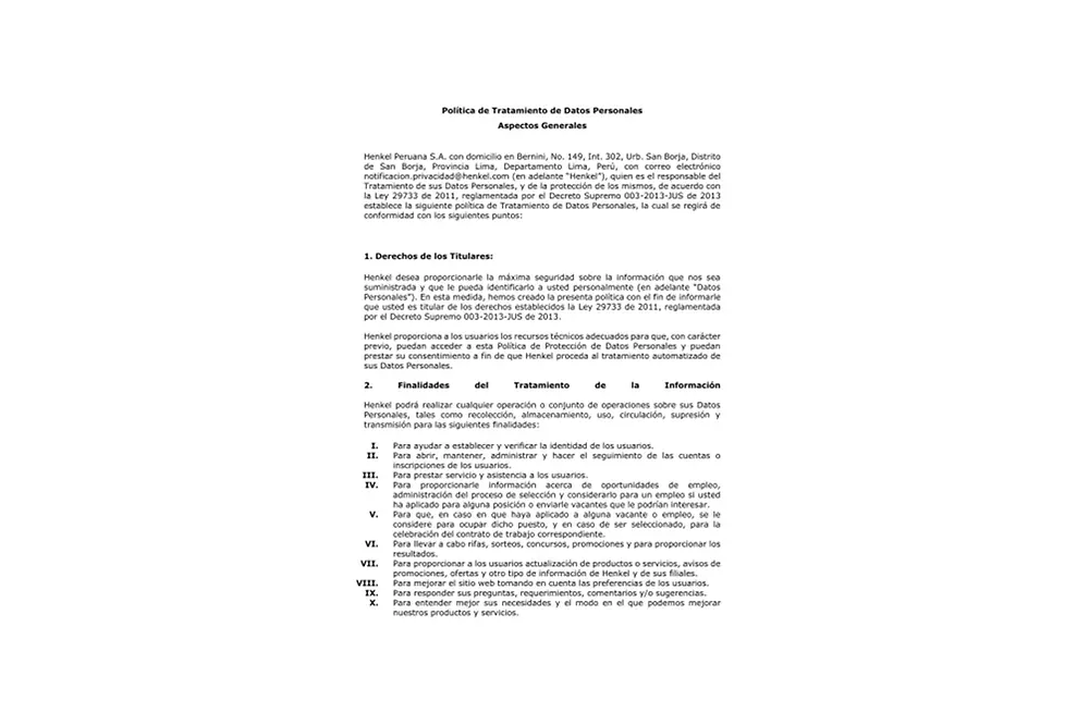 Política de Tratamiento de Datos Personales Henkel Peruana.pdfPreviewImage