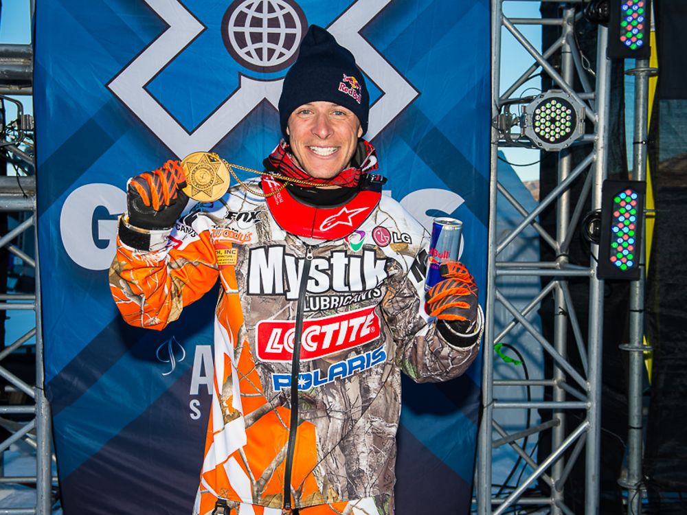 Levi LaVallee poses with his gold medal for the Long Jump in Aspen, USA