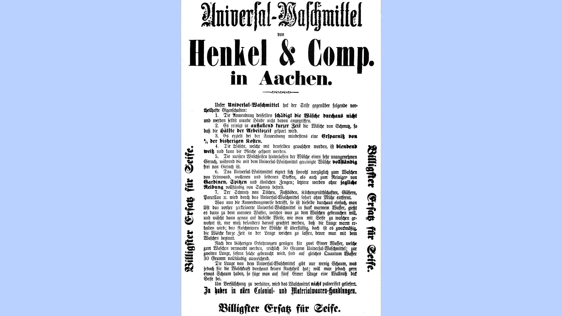 Advertisement for the universal detergent.