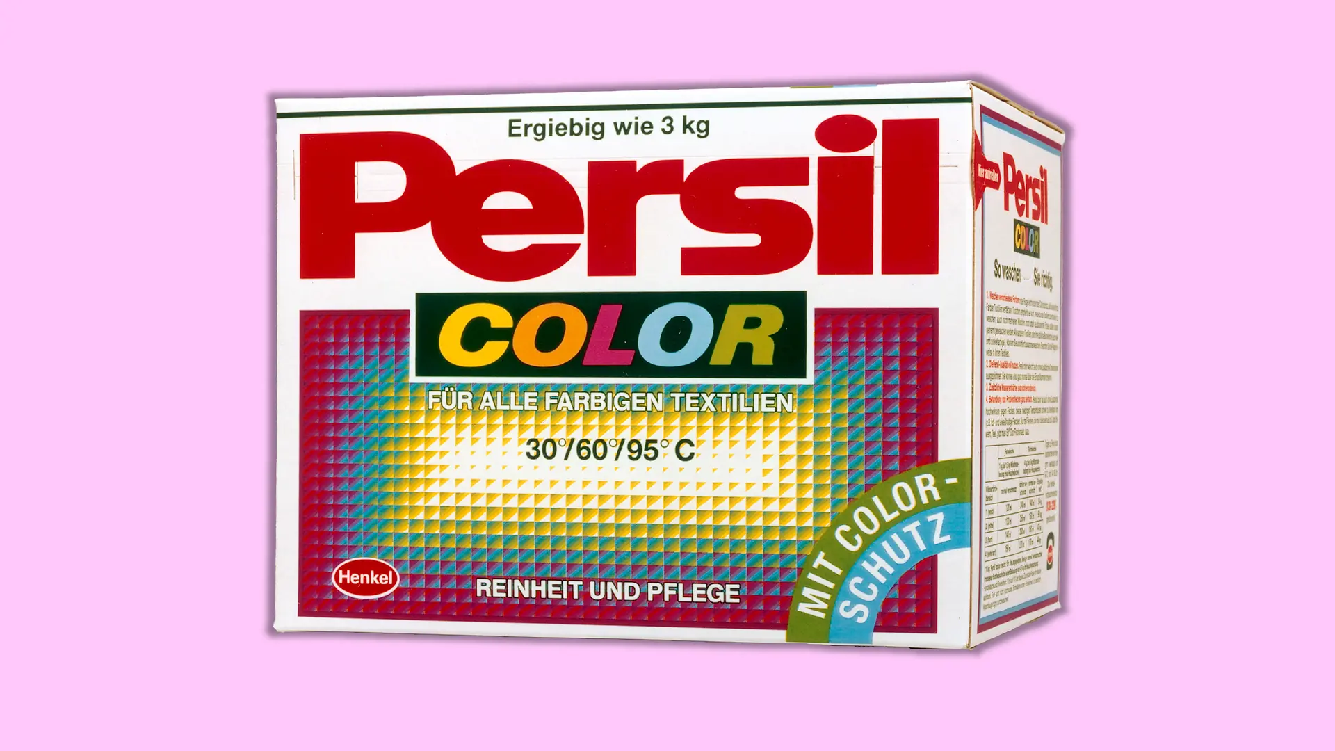 A cardboard packaging of Persil Color detergent from 1991.