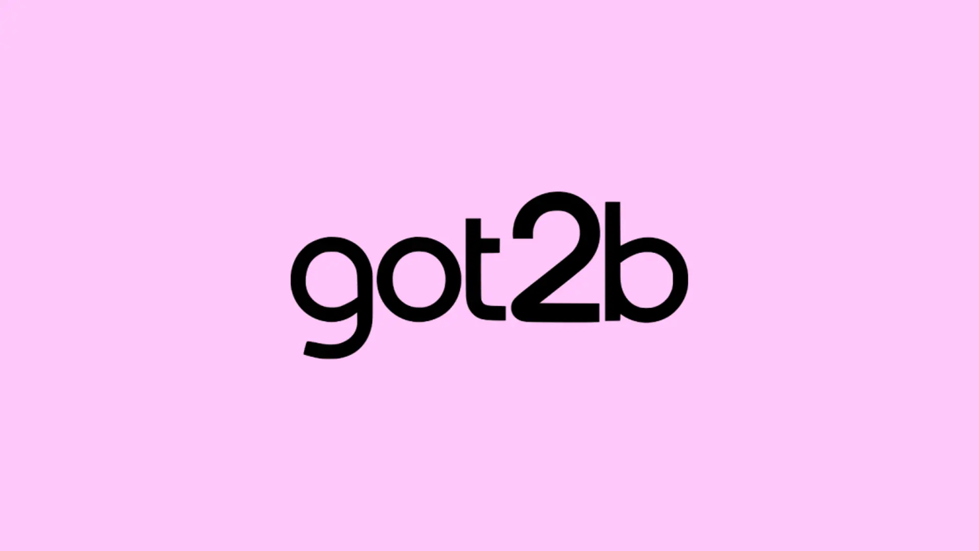 The black got2b logo on a pink background.