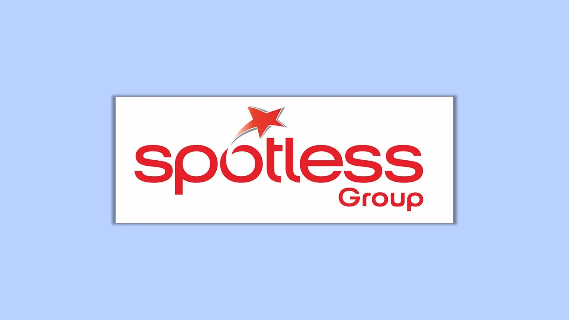 Spotless Group logo on a blue background.