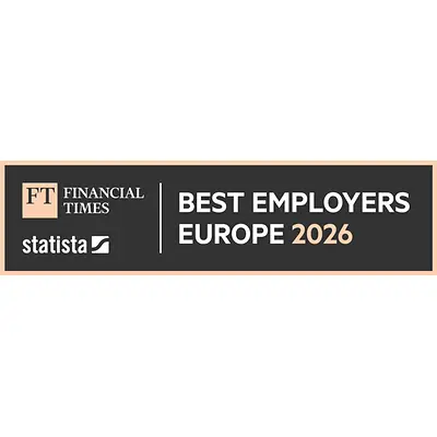The “Best employers Europe 2025” award logo. 