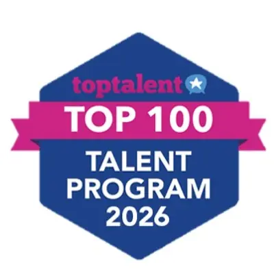 The top 100 Talent Program 2026 award logo. 