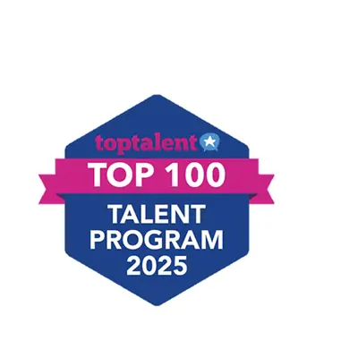 The top 100 Talent Program 2025 award logo. 