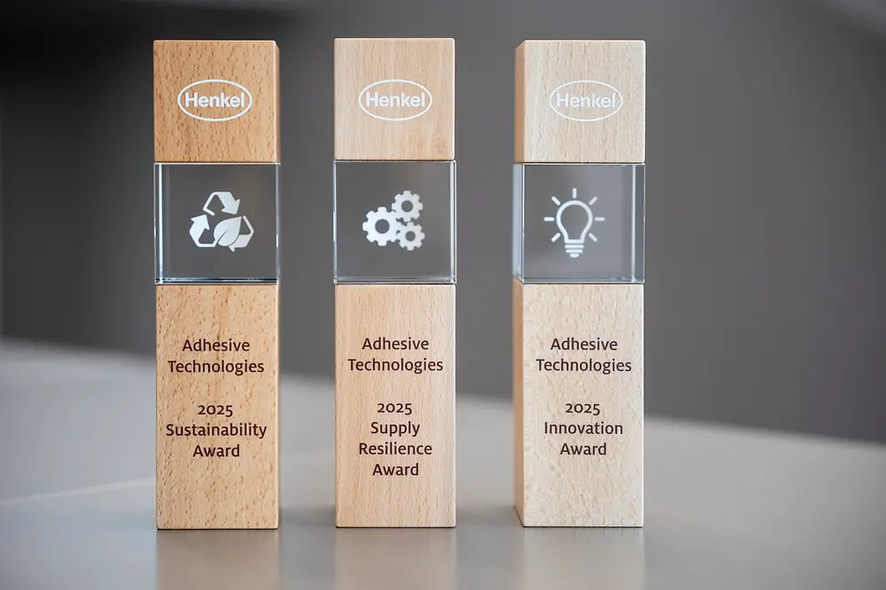 
Henkel Adhesive Technologies has granted its Supplier Awards 2025 to Synthomer (Sustainability), Kolon Industries (Supply Resilience) and Dow (Innovation). 