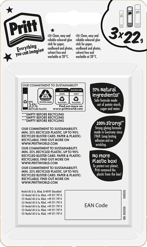 
The back-of-pack printing comes in black and white to further reduce the environmental impact.