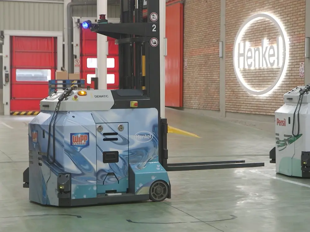 
AGV transporting materials autonomously on site