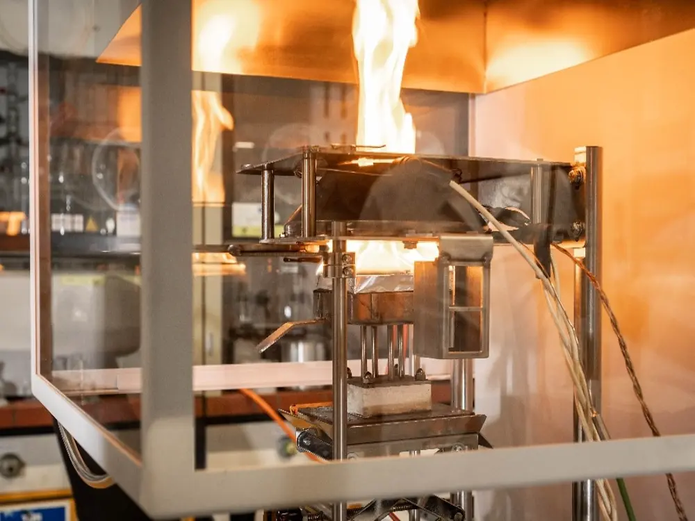 Fire tests conducted in a laboratory.