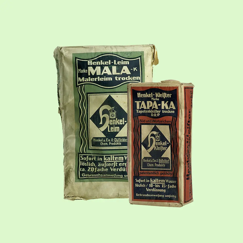 The first product packaging of Henkel’s Mala and Tapa adhesives.