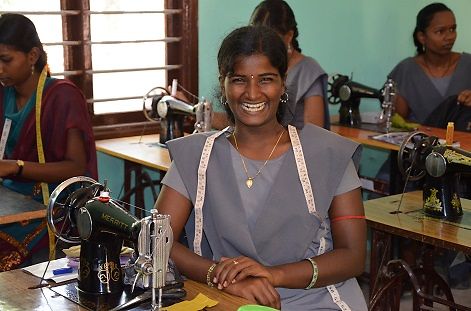 Seamstresses who attend the vocational school, like this student from Sri Lanka, are able to make a living for themselves. 