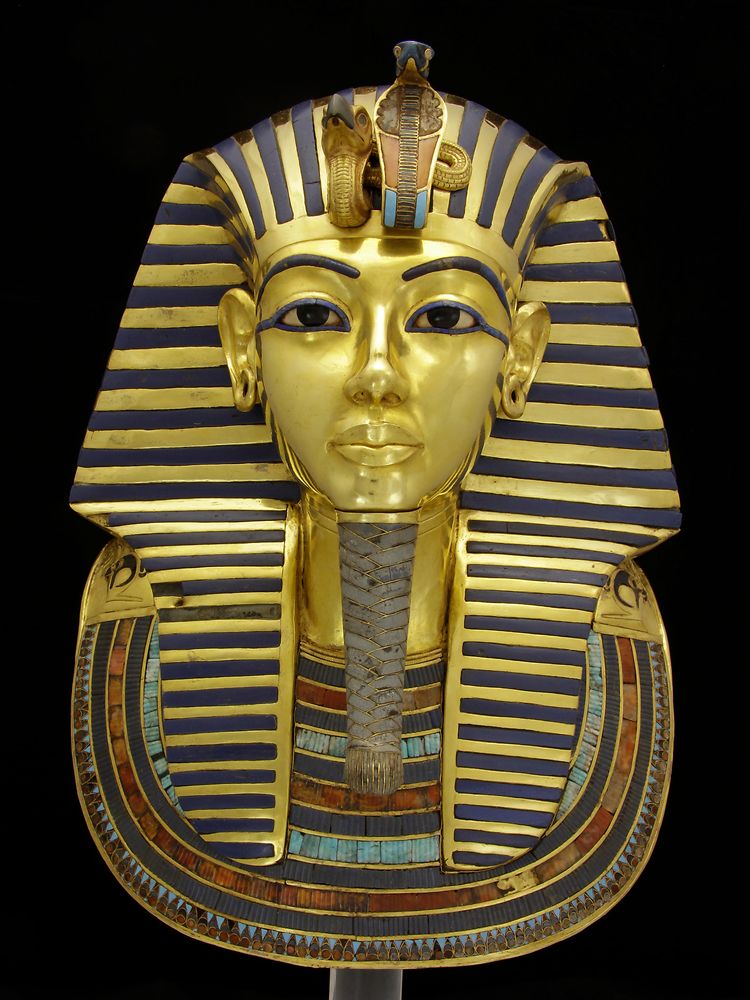 The restored golden mask of pharaoh Tut Ankh Amun