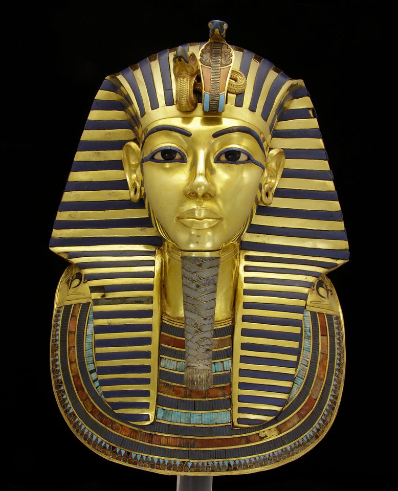 The restored golden mask of pharaoh Tut Ankh Amun
