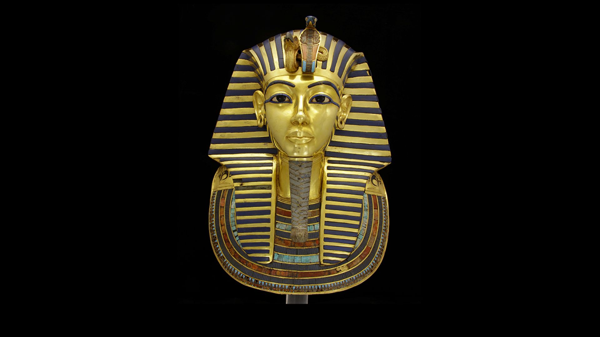 
The restored golden mask of pharaoh Tut Ankh Amun
