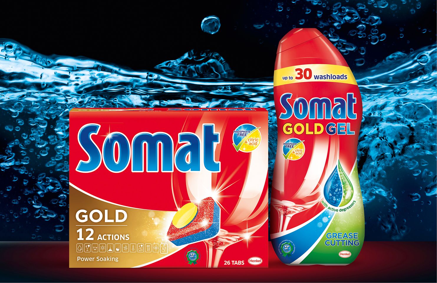 
Innovations Q2/2016: Somat Phosphate-free, Henkel’s first automatic dishwashing product that is free of phosphates, has been introduced in Germany and in more than 20 countries in Western and Eastern Europe.