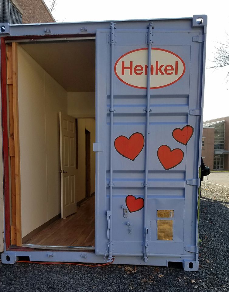 Employees contributed over 800 volunteer hours to the renovation of the shipping container.