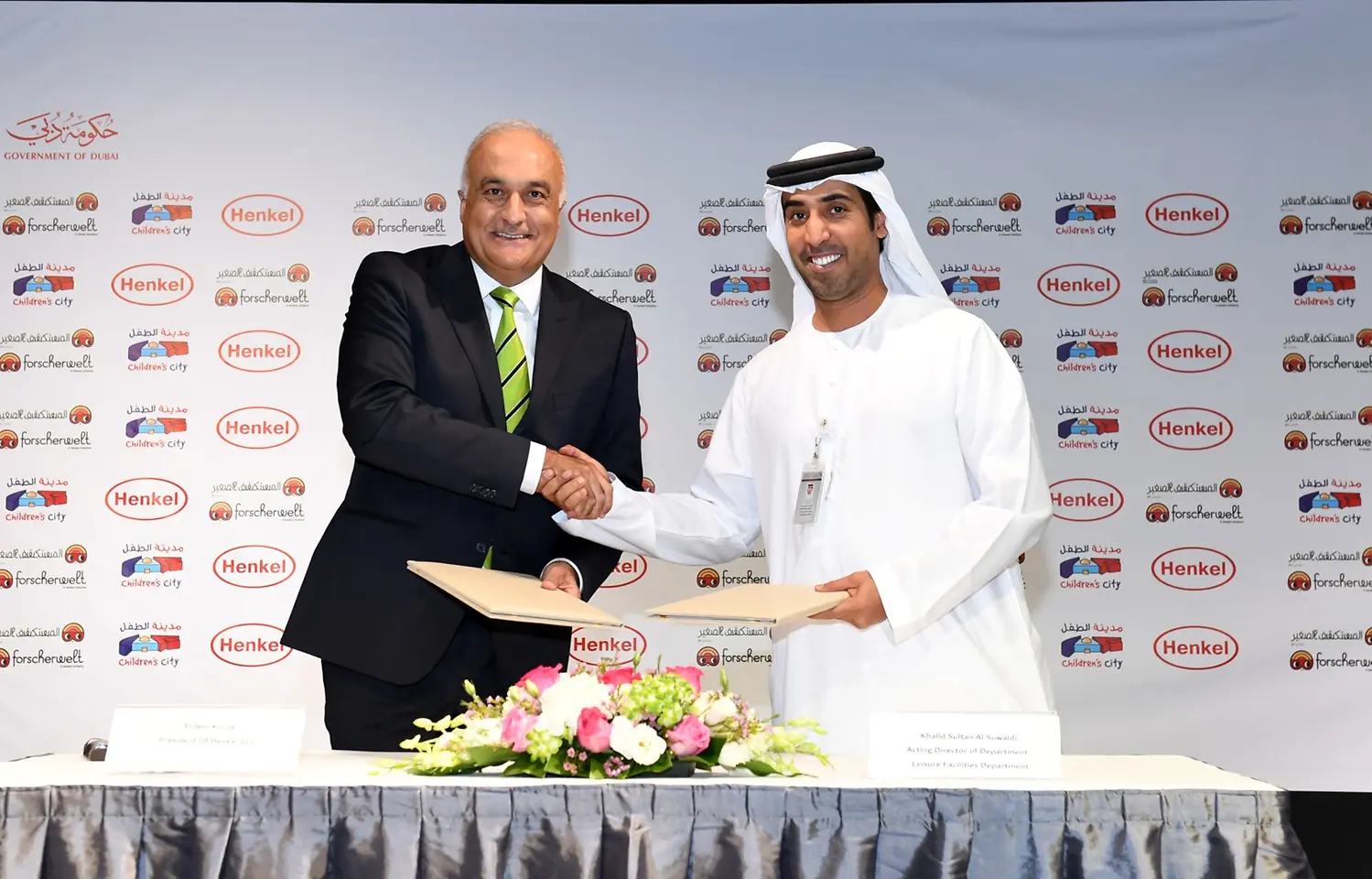 Erdem Koҫak, President of Henkel GCC; Khalid Sultan Hilal Humaid Alsuwaidi, Acting Director of Department, Leisure Facilities Department