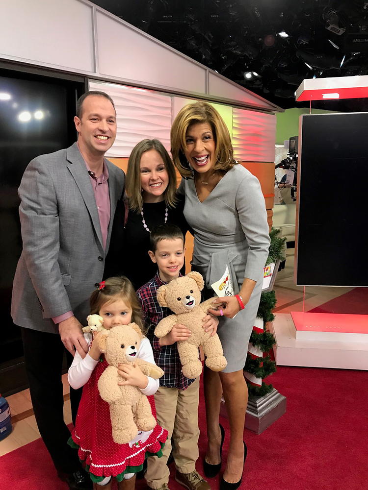 Henkel’s Michael Lyons and his family pose with NBC’s Hoda Kotb after the reveal of Henkel’s record-setting Toy Drive donation.