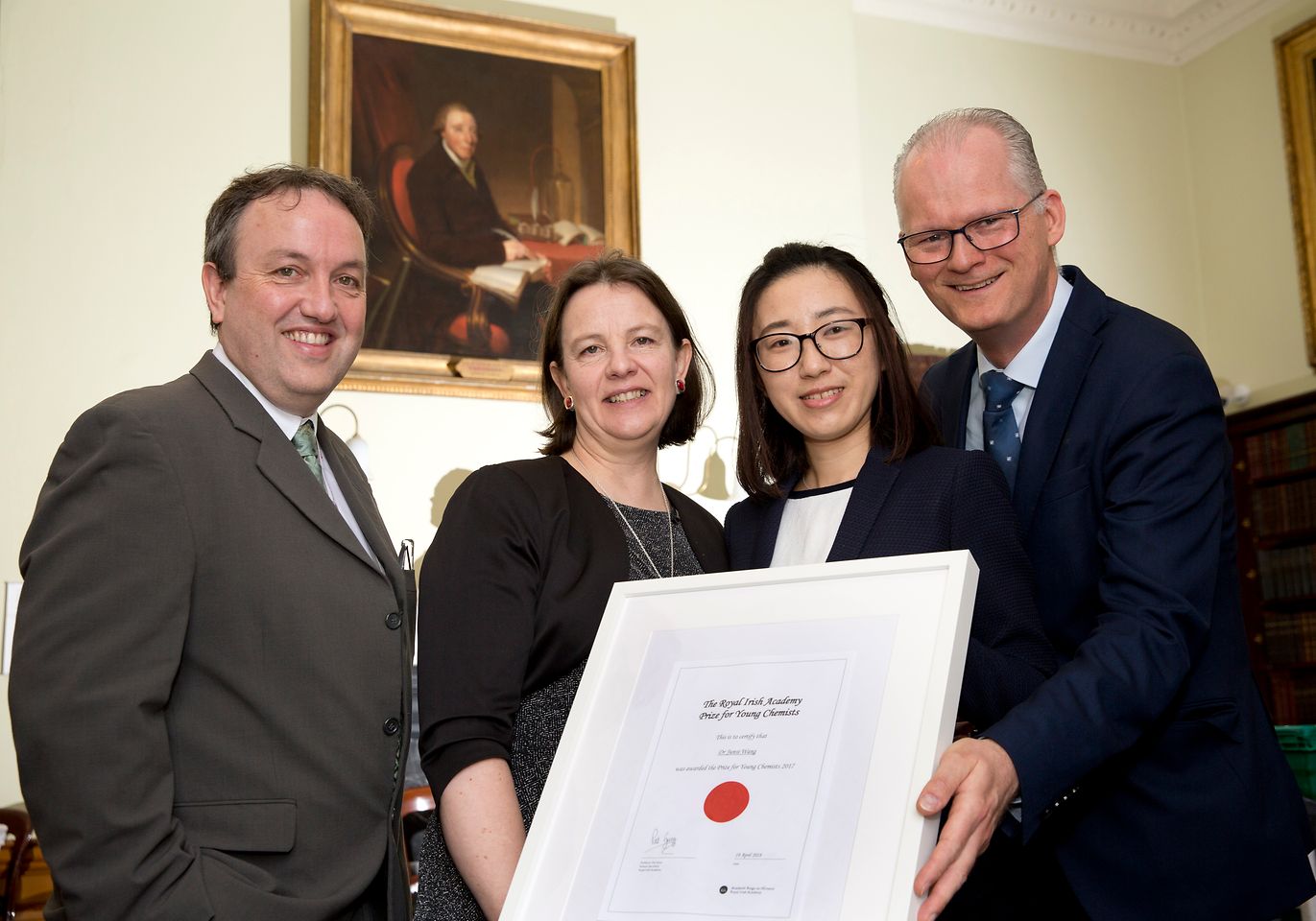 Dr. Junsi Wang, Ph.D. Chemistry graduate of Trinity College Dublin, has won the Royal Irish Academy’s Young Chemist Prize 2017.