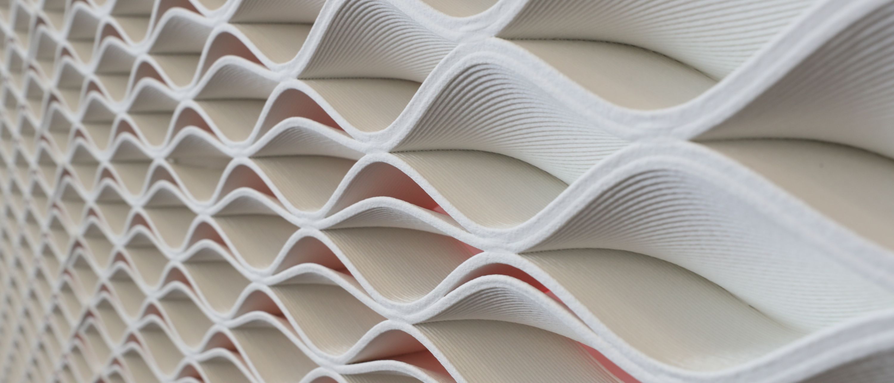 The 3D Printed wall in the Henkel Innovation and Interaction Centre, made from Loctite products and designed by Jennings Design Studio, Dublin and Aectual, Netherlands